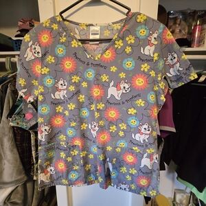Disney Gray Floral Cat Top